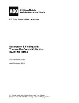 Thoreau Macdonald Collection CA OTAG SC104