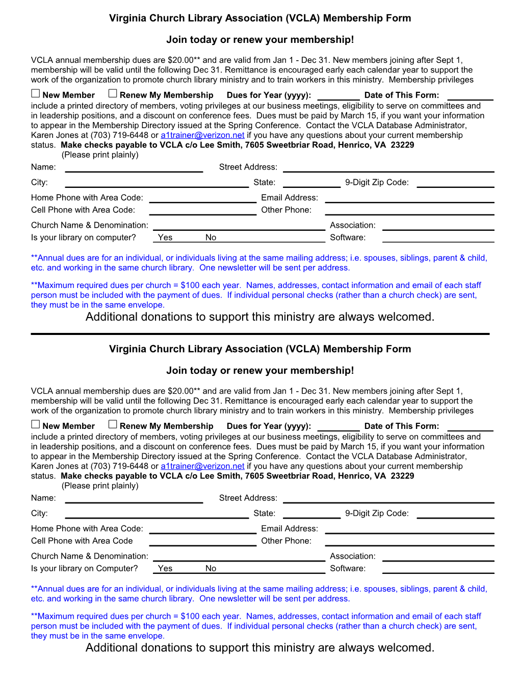 VBMLA Membership Form