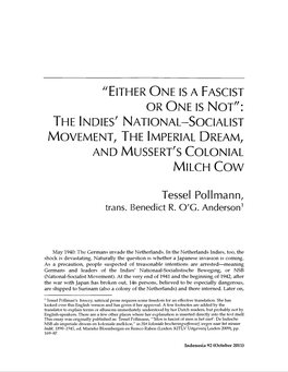 The Indies' National-Socialist Movement, the Imperial Dream, and M Ussert's Colonial M Ilch Co W