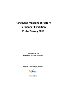 Hong Kong Museum of History Permanent Exhibition Visitor Survey 2016