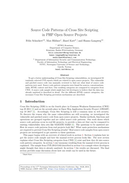 Source Code Patterns of Cross Site Scripting in PHP Open Source Projects