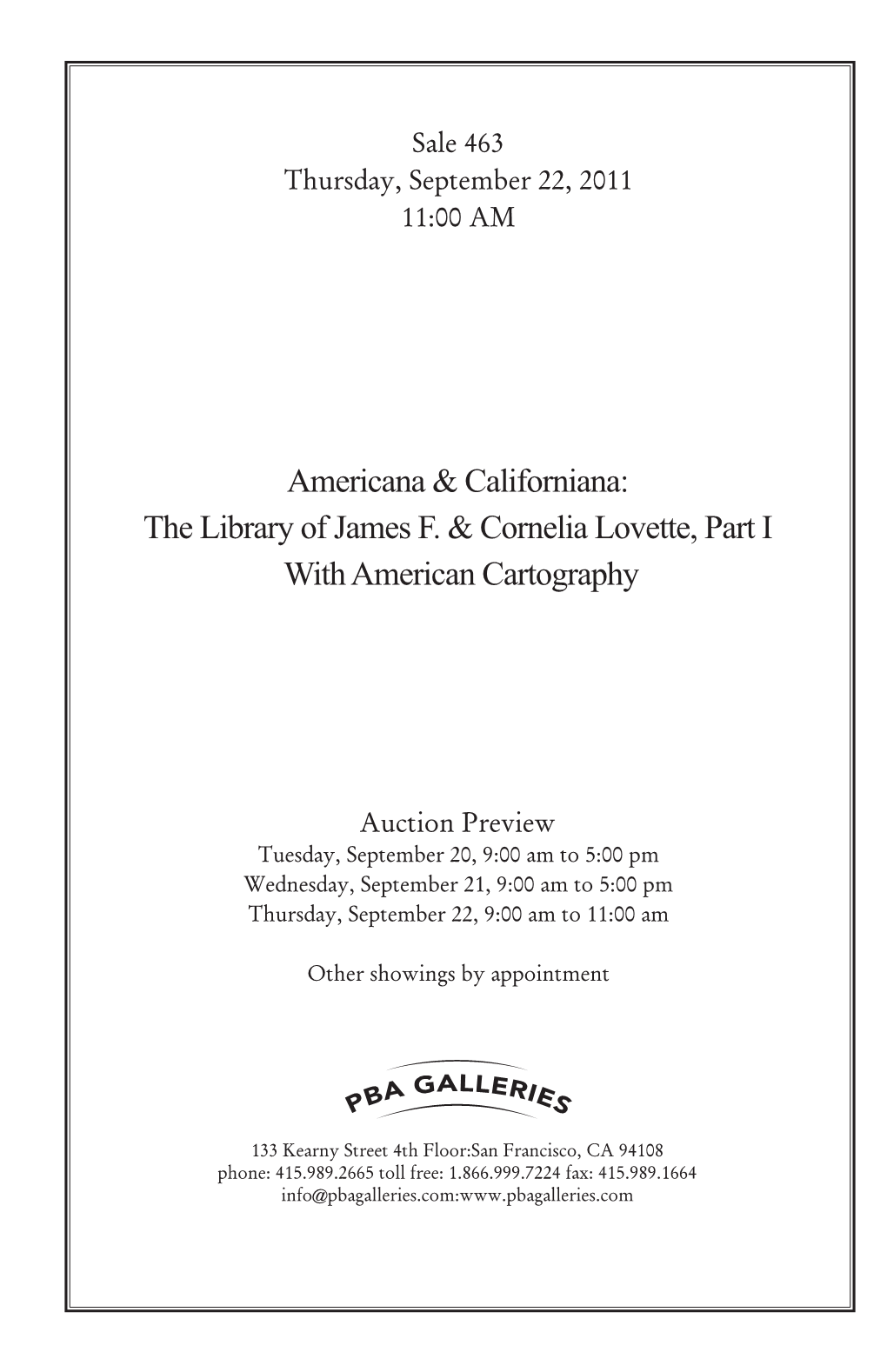 Americana & Californiana: the Library of James F. & Cornelia Lovette