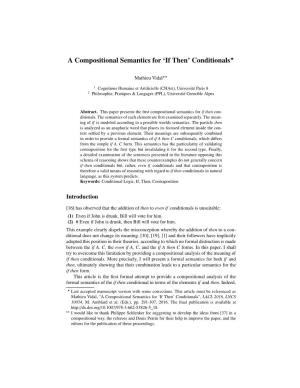 A Compositional Semantics for ‘If Then’ Conditionals?
