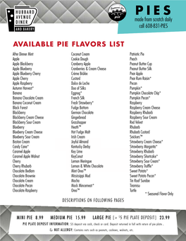 PIES Made from Scratch Daily Call 608-831-PIES