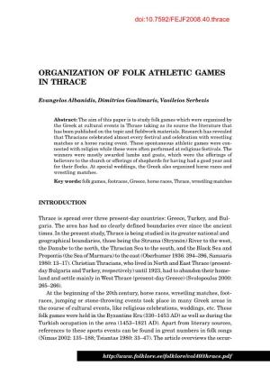 Organization of Folk Athletic Games in Thrace