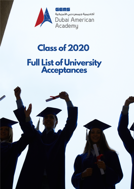 Class of 2020 Full List of University Acceptances