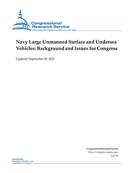 Navy Large Unmanned Surface and Undersea Vehicles: Background and Issues for Congress