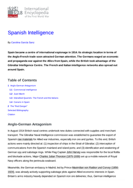 Spanish Intelligence | 1914-1918-Online