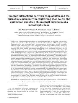 Trophic Interactions Between Zooplankton and the Microbial Community in Contrasting Food Webs: the Epilimnion and Deep Chlorophyll Maximum of a Mesotrophic Lake