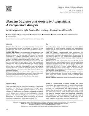 Sleeping Disorders and Anxiety in Academicians: a Comparative Analysis