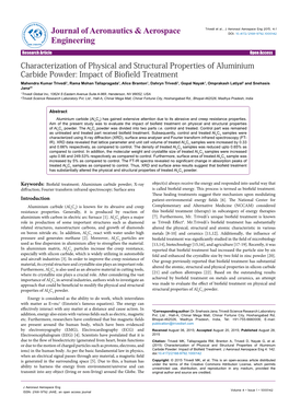 Characterization of Physical and Structural Properties of Aluminium