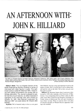 An Afternoon With: John K. Hilliard