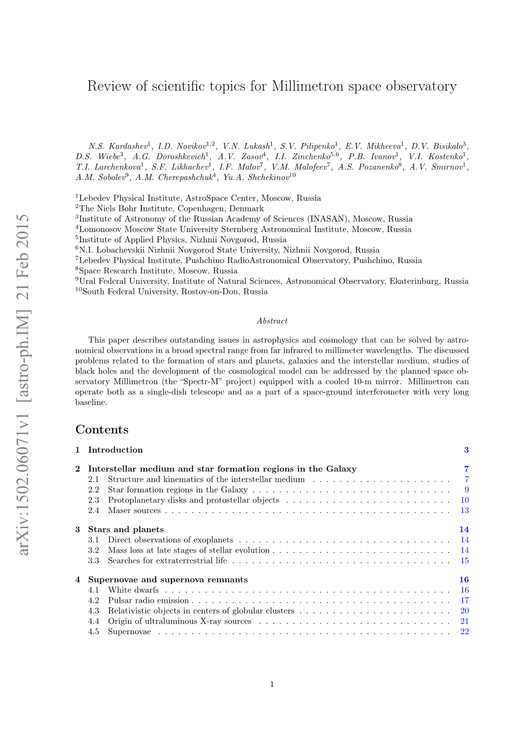 Review of Scientific Topics for Millimetron Space Observatory