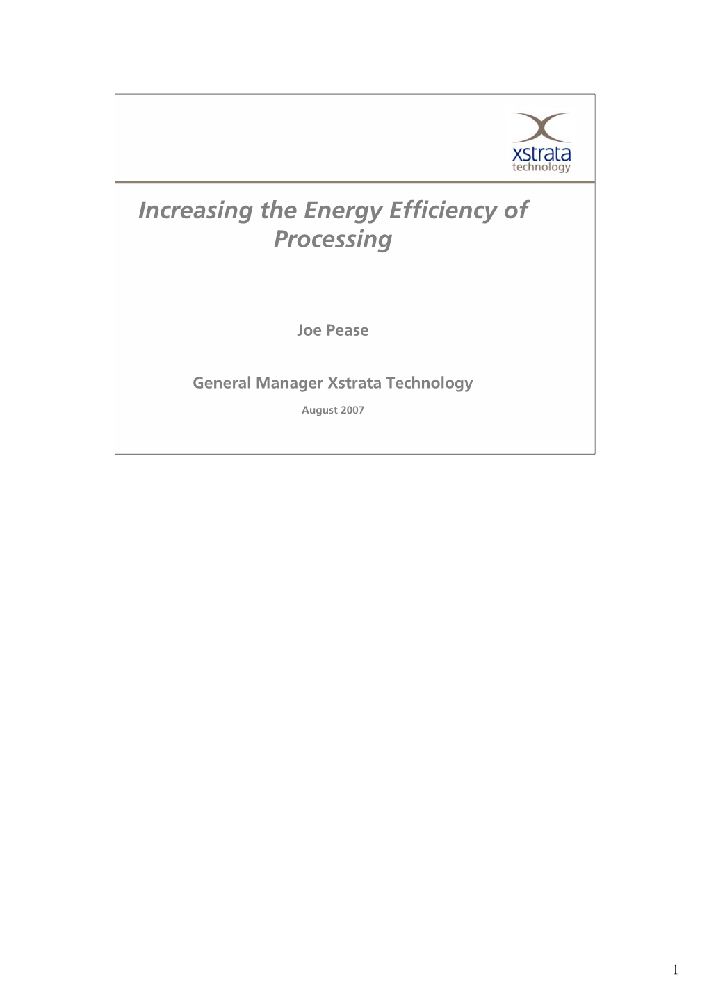 Increasing the Energy Efficiency of Processing