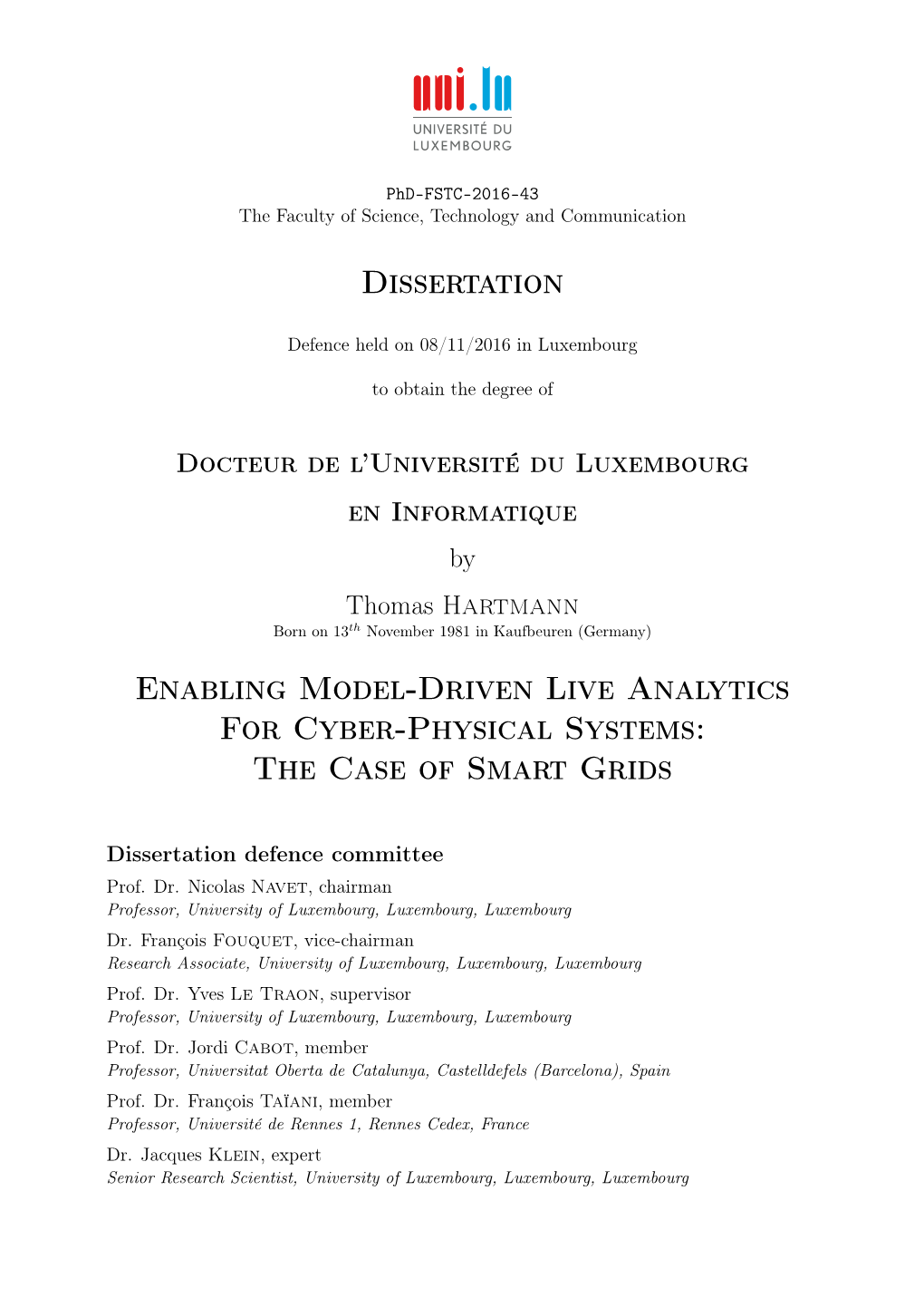 Dissertation Enabling Model-Driven Live Analytics for Cyber-Physical