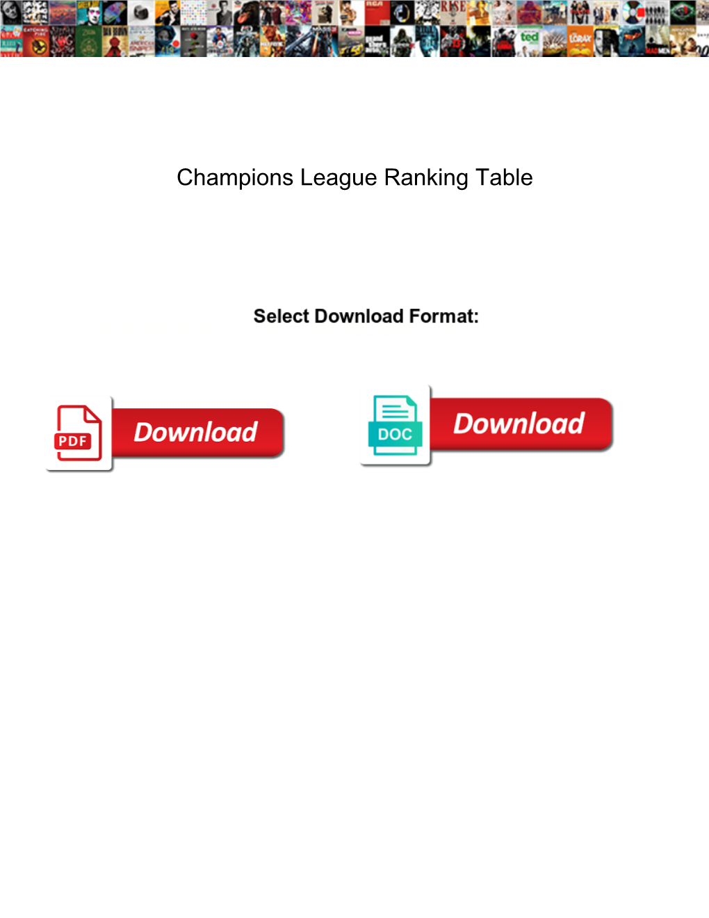 Champions League Ranking Table