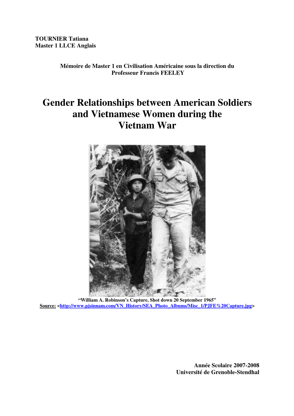 Gender Relationships Between American Soldiers and Vietnamese Women During the Vietnam War