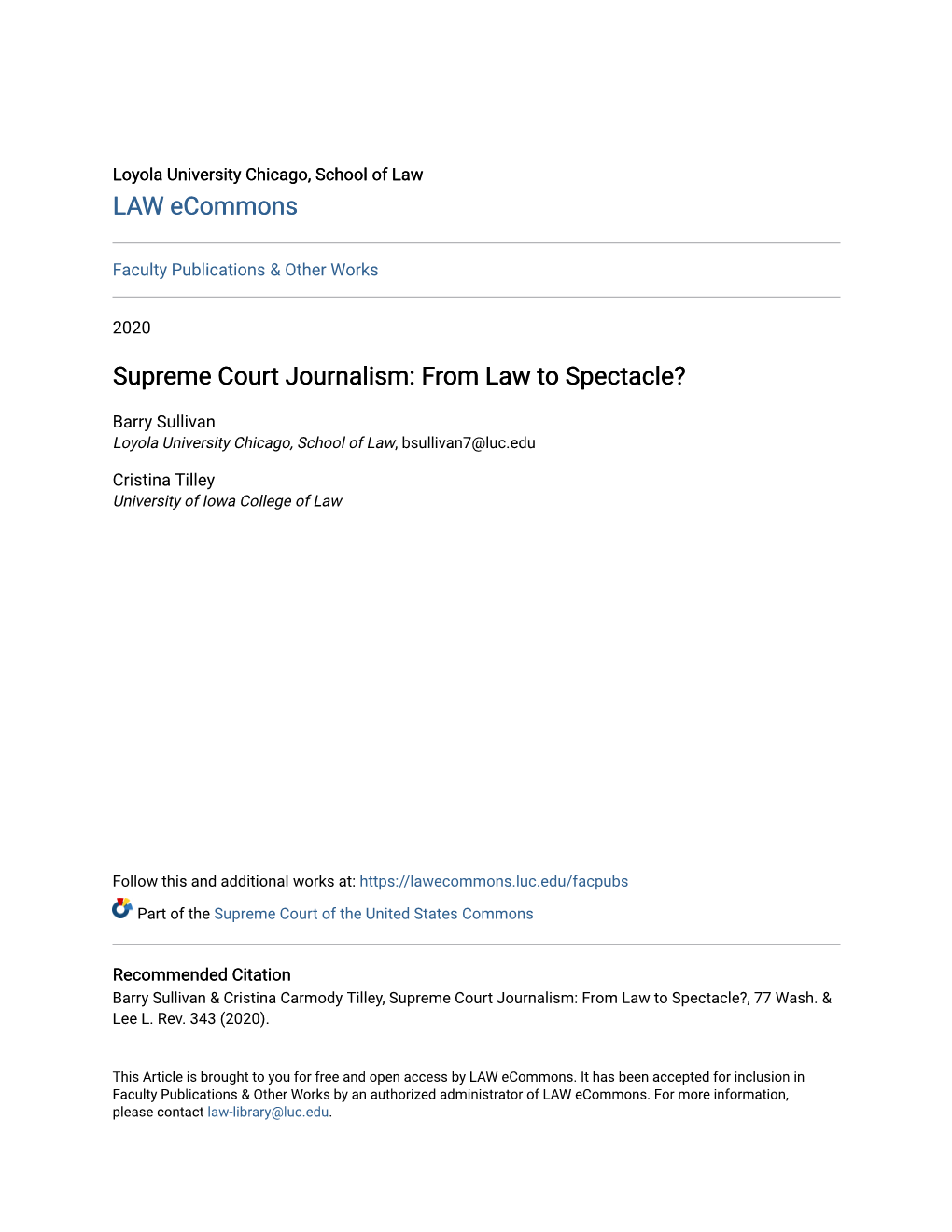 Supreme Court Journalism: from Law to Spectacle?