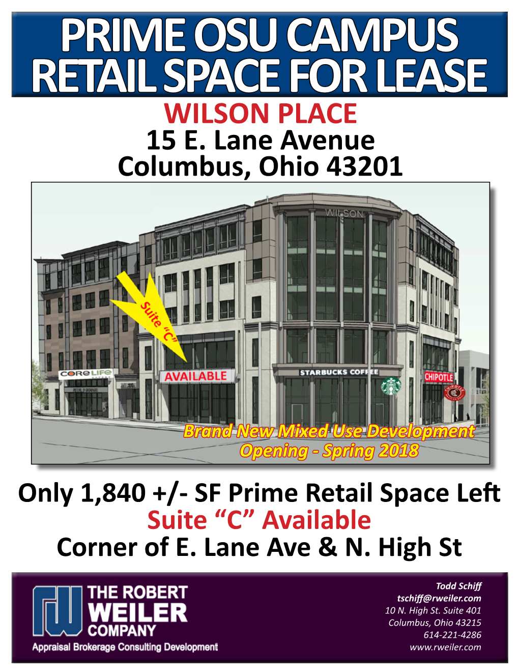 Prime Osu Campus Retail Space for Lease Wilson Place 15 E