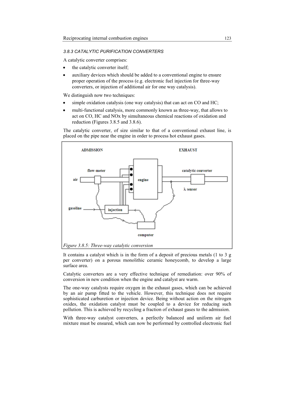 Reciprocating Internal Combustion Engines a Catalytic Converter