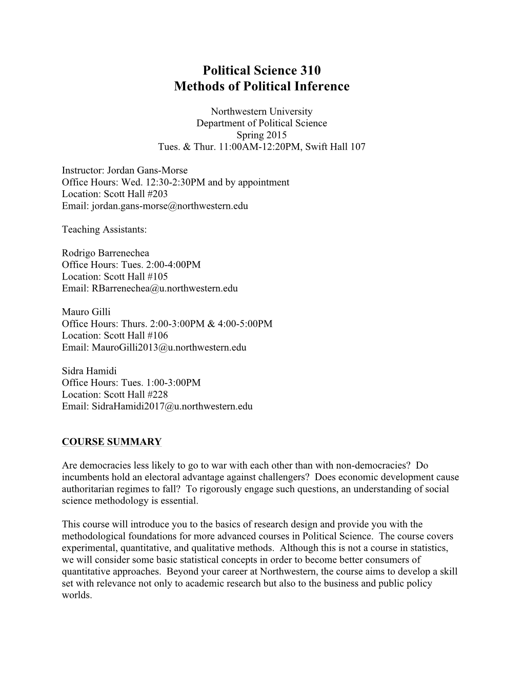 PS 310 Political Inference