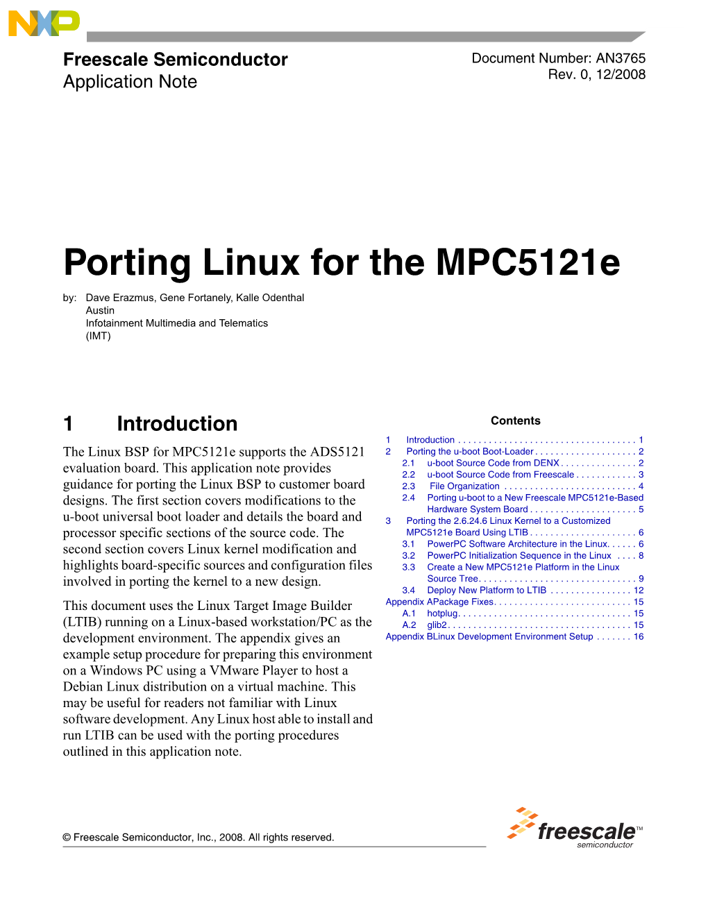AN3765, Porting Linux for the Mpc5121e