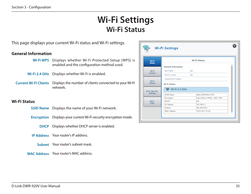 Wi-Fi Settings Wi-Fi Status