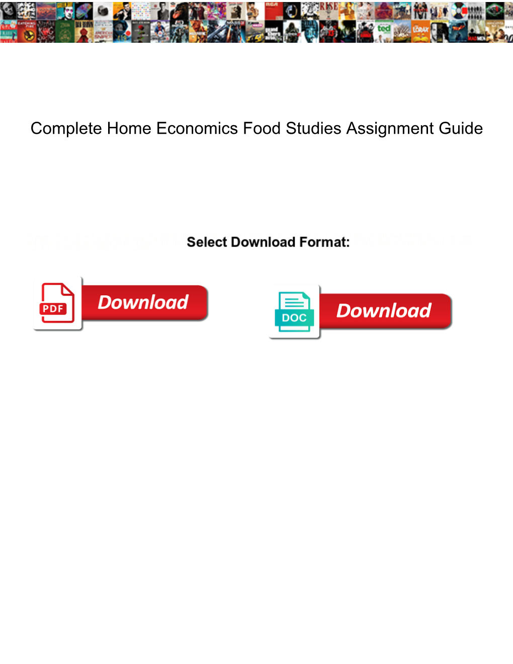 Complete Home Economics Food Studies Assignment Guide