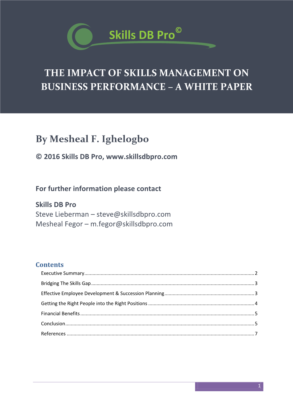 The Impact of Skills Management on Business Performance – a White Paper