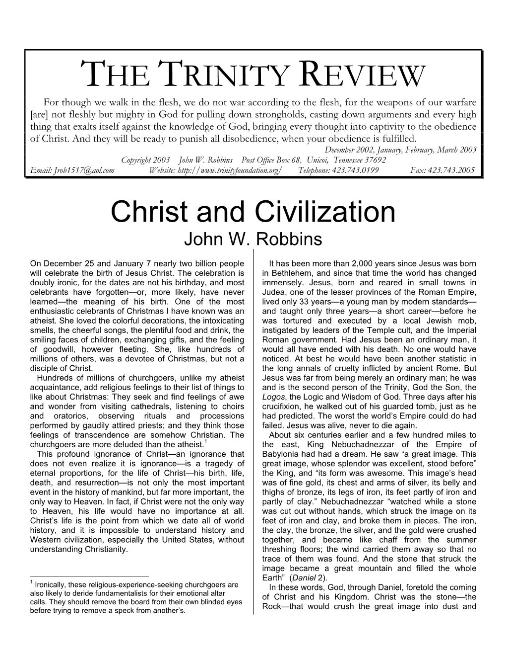 Christ and Civilization John W