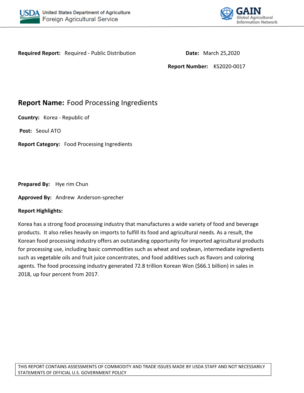 Food Processing Ingredients