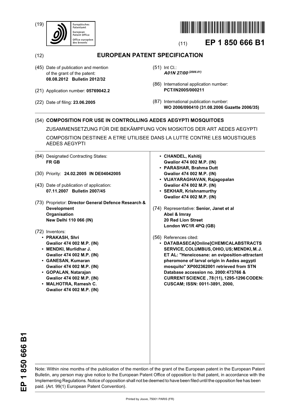 Composition for Use in Controlling Aedes Aegypti