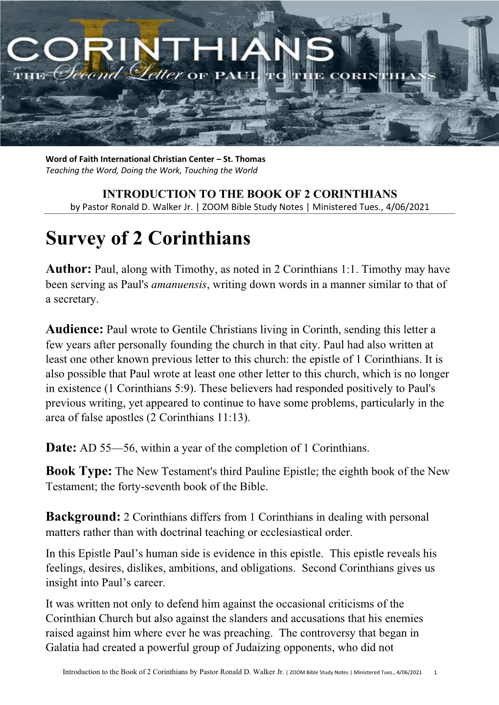 Survey of 2 Corinthians