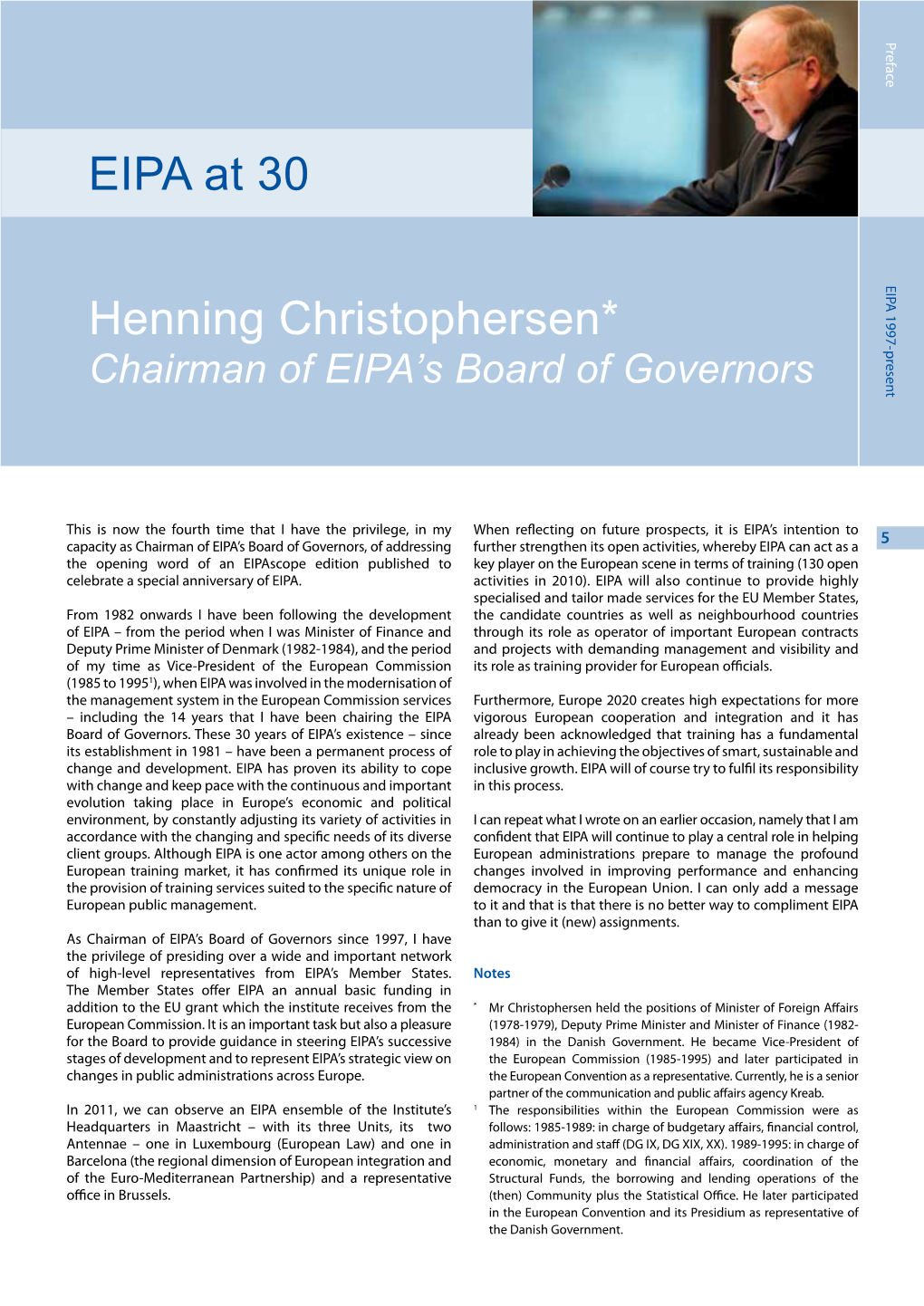 Henning Christophersen* EIPA at 30