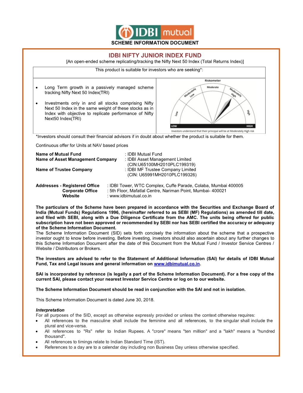 Idbi Nifty Junior Index Fund