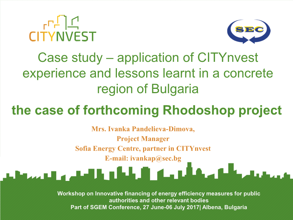 Citynvest SEC SGEM Workshop Presentation 2 05 07 2017.Pdf