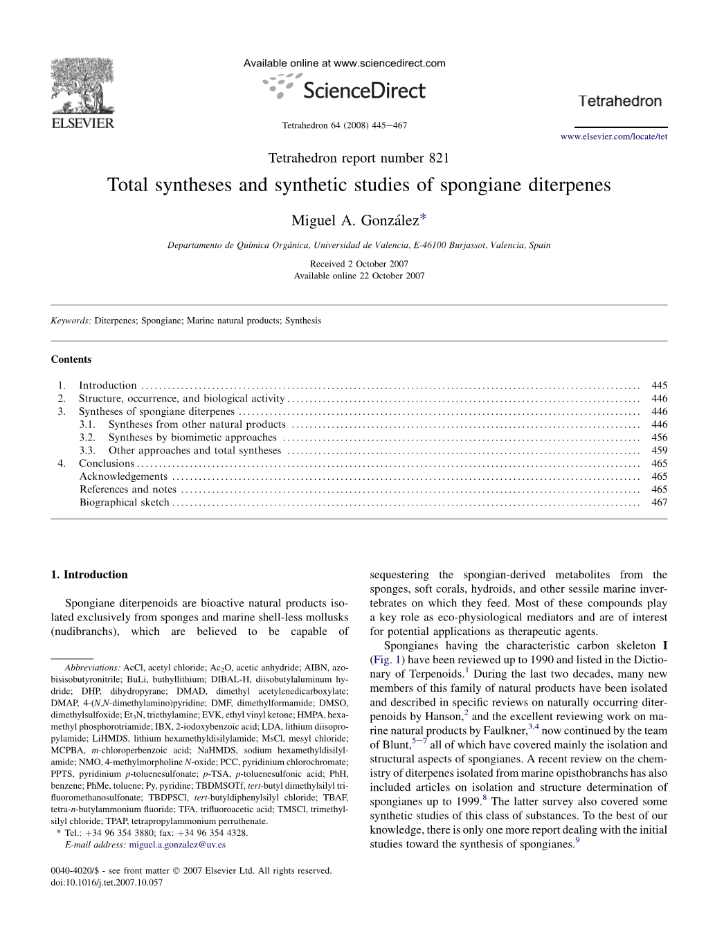 Total Syntheses and Synthetic Studies of Spongiane Diterpenes