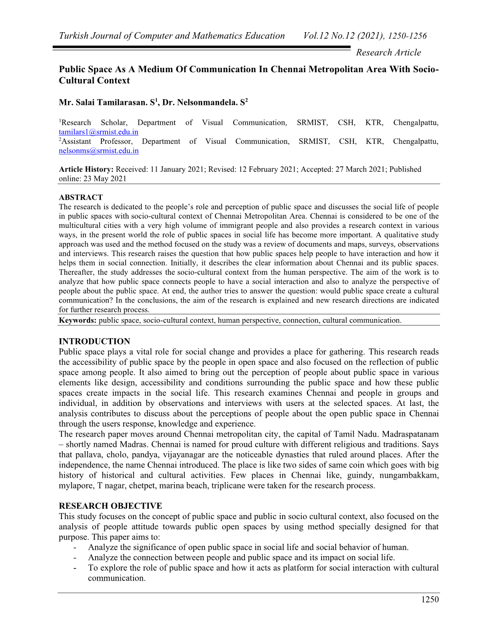 Turkish Journal of Computer and Mathematics Education Vol.12 No