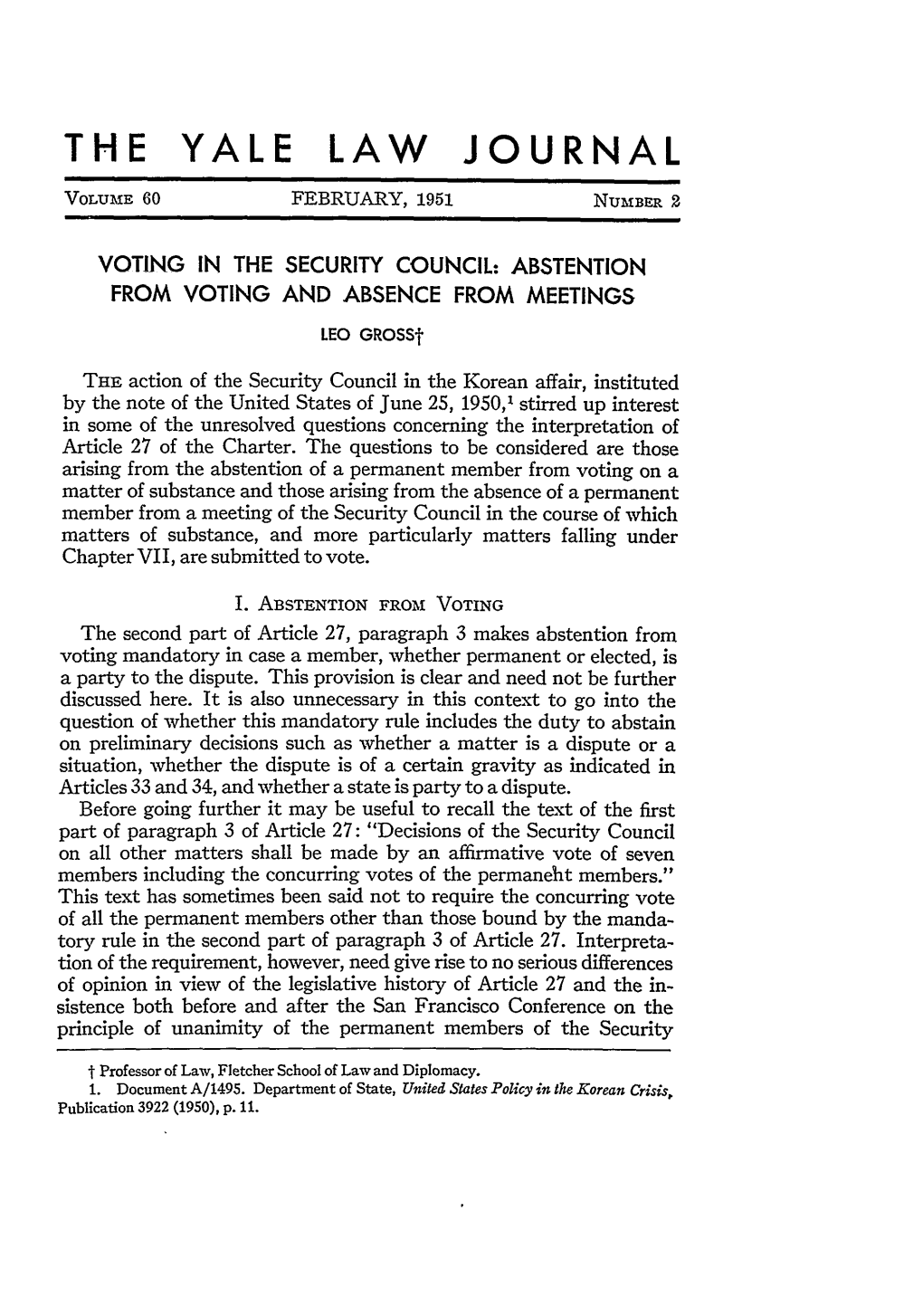 Voting in the Security Council: Abstention from Voting and Absence from Meetings