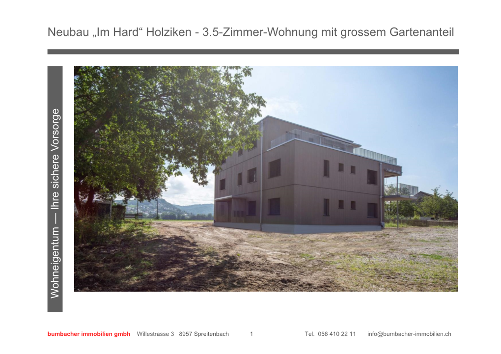 Holziken - 3.5-Zimmer-Wohnung Mit Grossem Gartenanteil