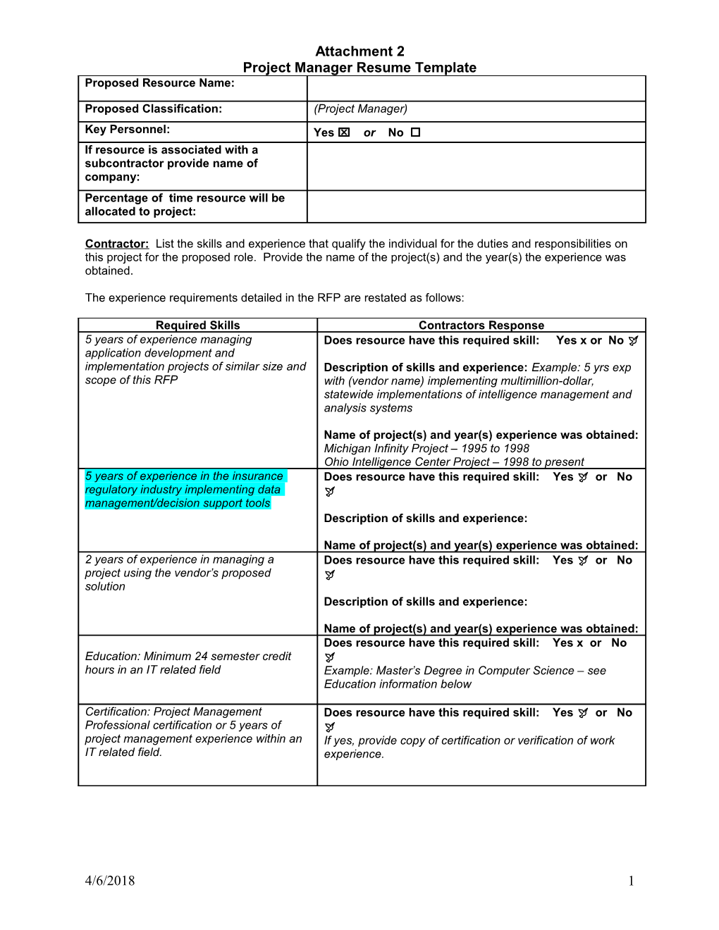 Personnel Resume Template