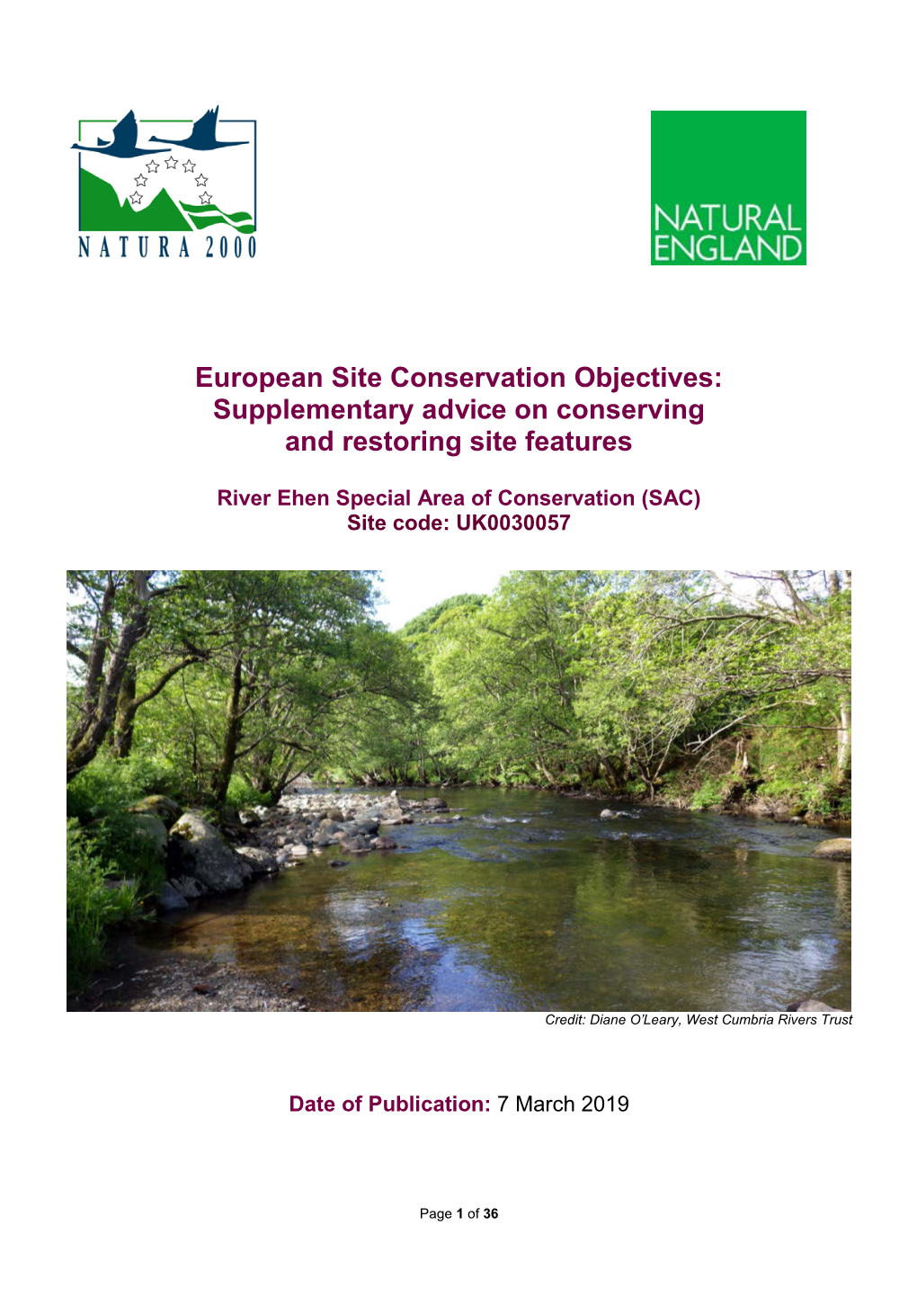 River Ehen SAC Conservation Objectives Supplementary Advice