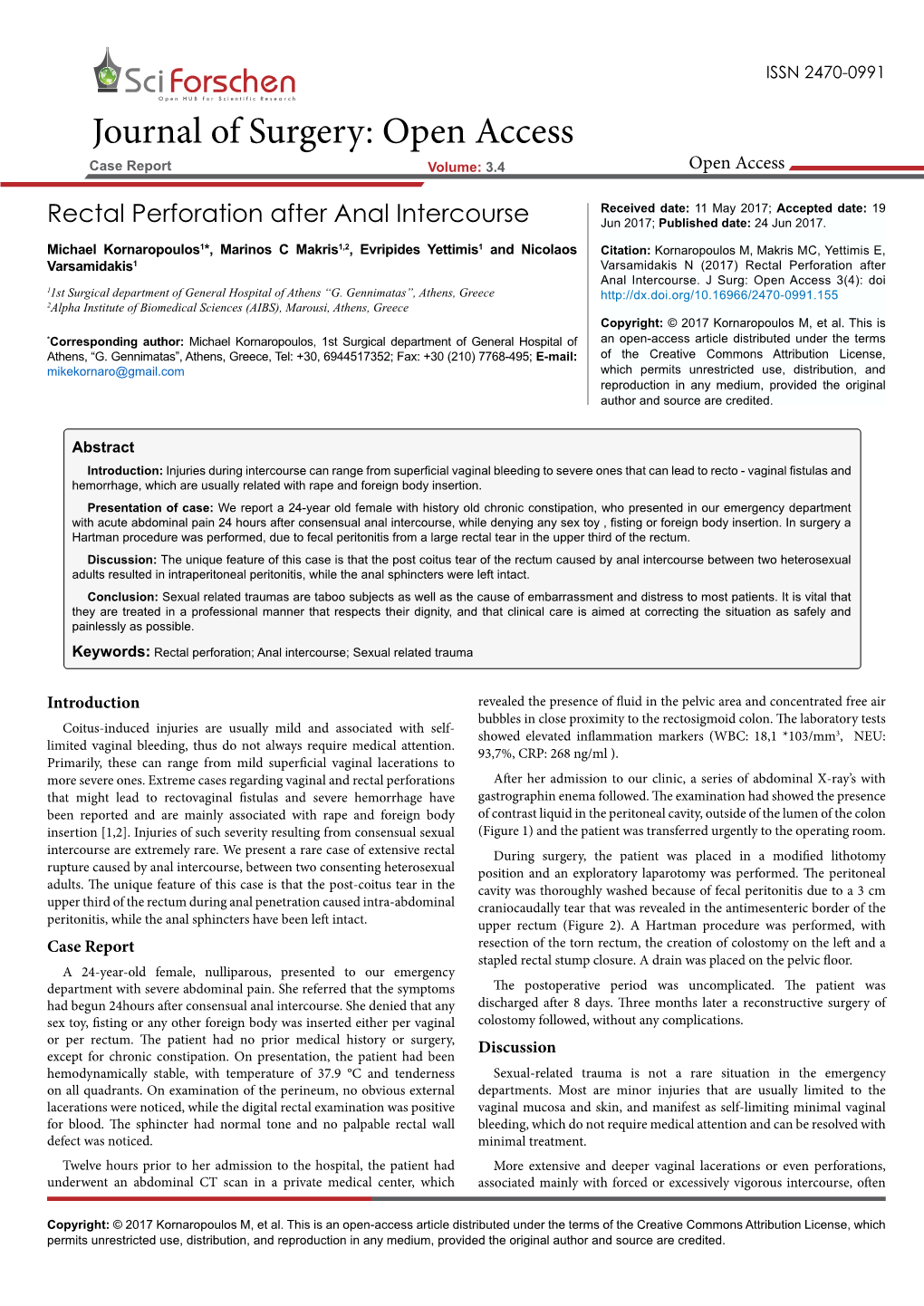 Rectal Perforation After Anal Intercourse Jun 2017; Published Date: 24 Jun 2017