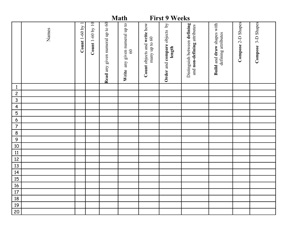 Math First 9 Weeks