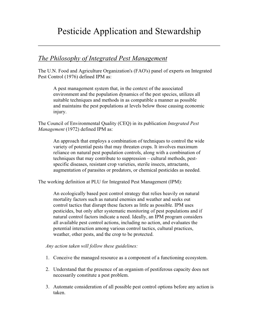 Pesticide Application and Stewardship