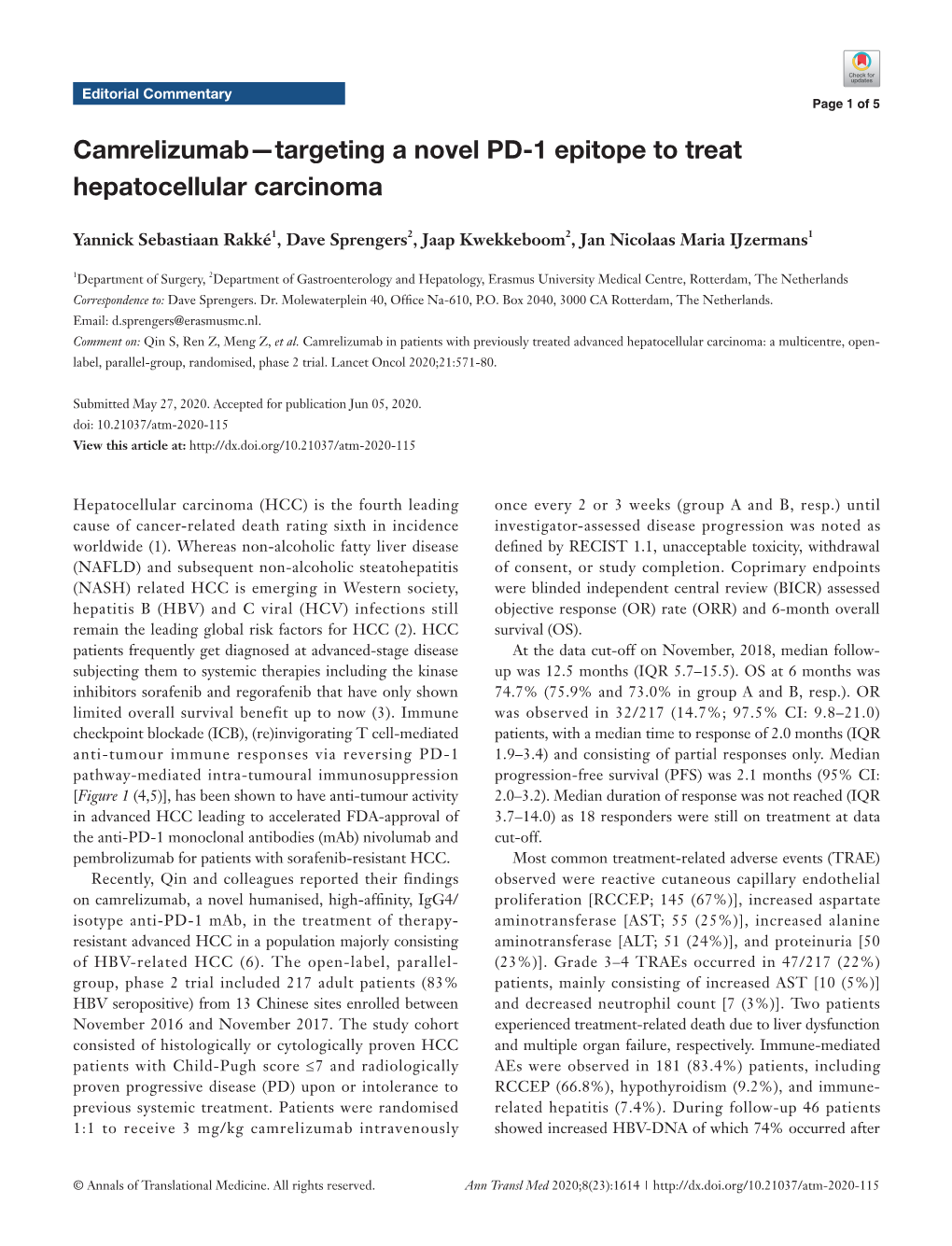 Camrelizumab—Targeting a Novel PD-1 Epitope to Treat Hepatocellular Carcinoma