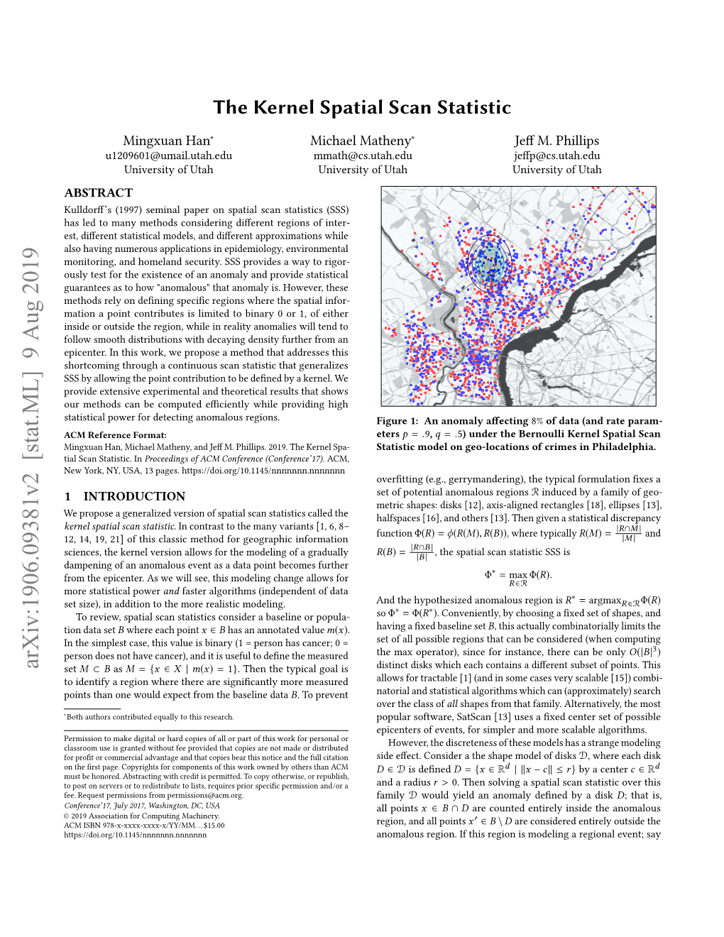 The Kernel Spatial Scan Statistic