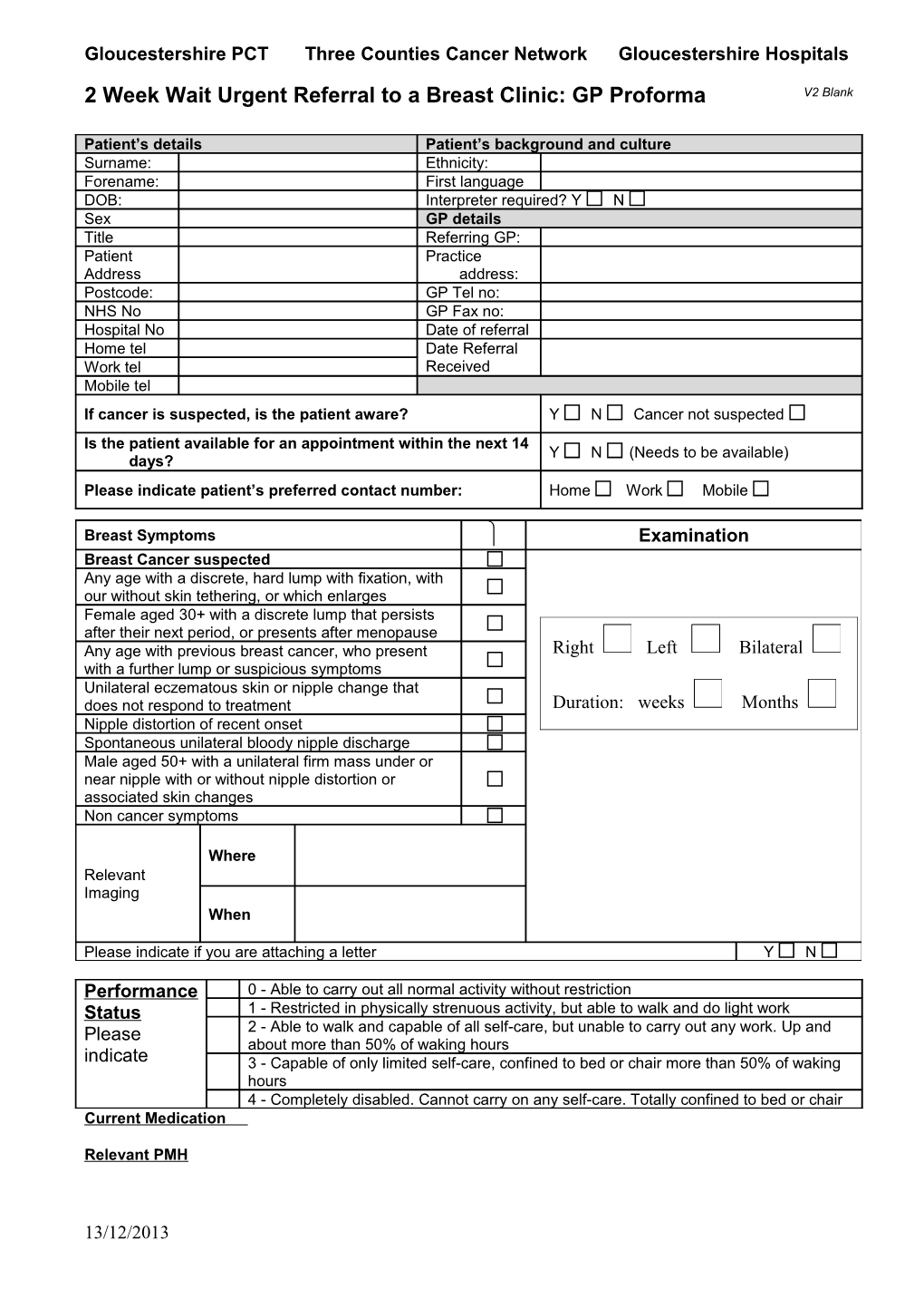 2 Week Urgent Referral for Colorectal Cancer