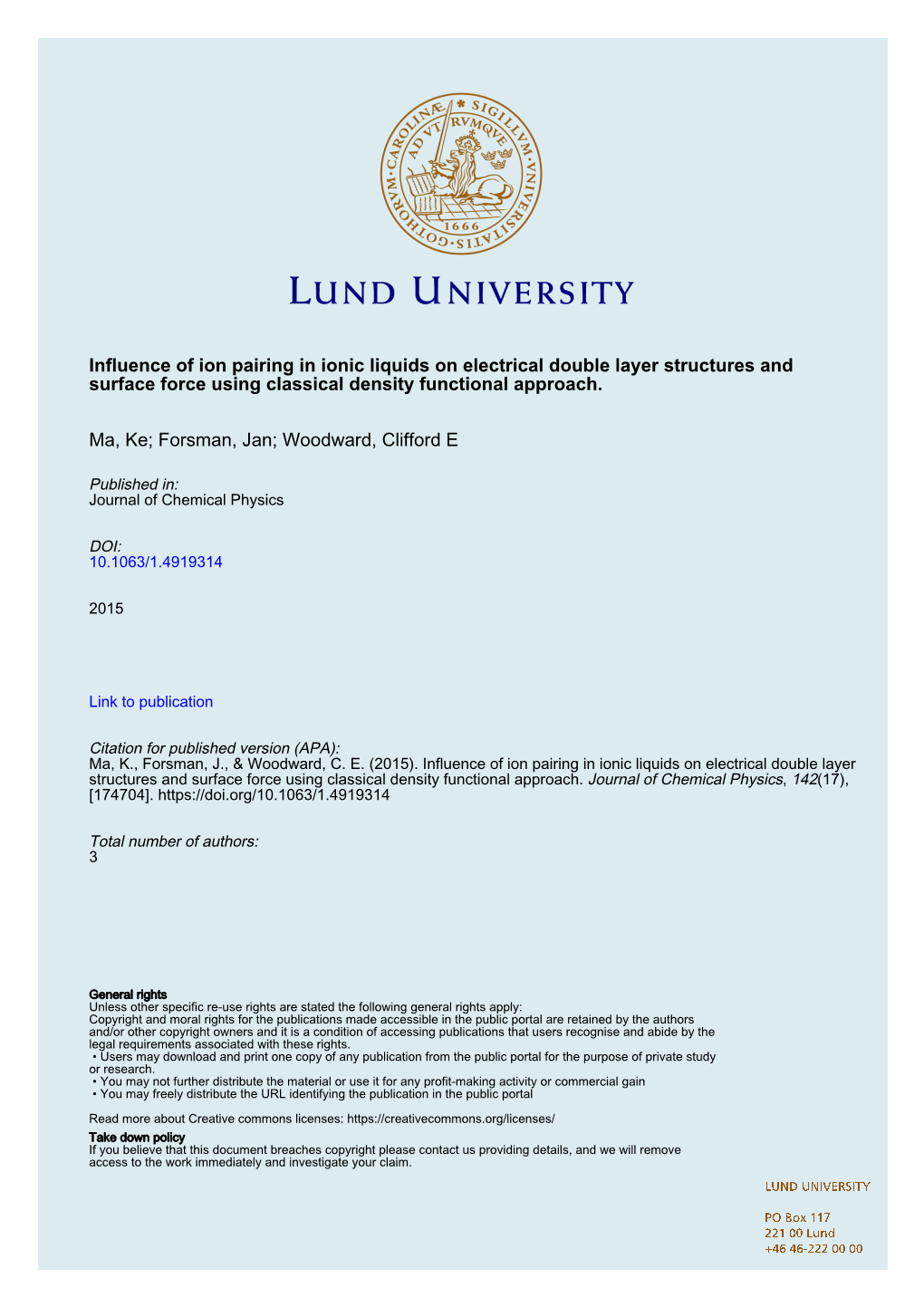 Influence of Ion Pairing in Ionic Liquids on Electrical Double Layer Structures and Surface Force Using Classical Density Functional Approach