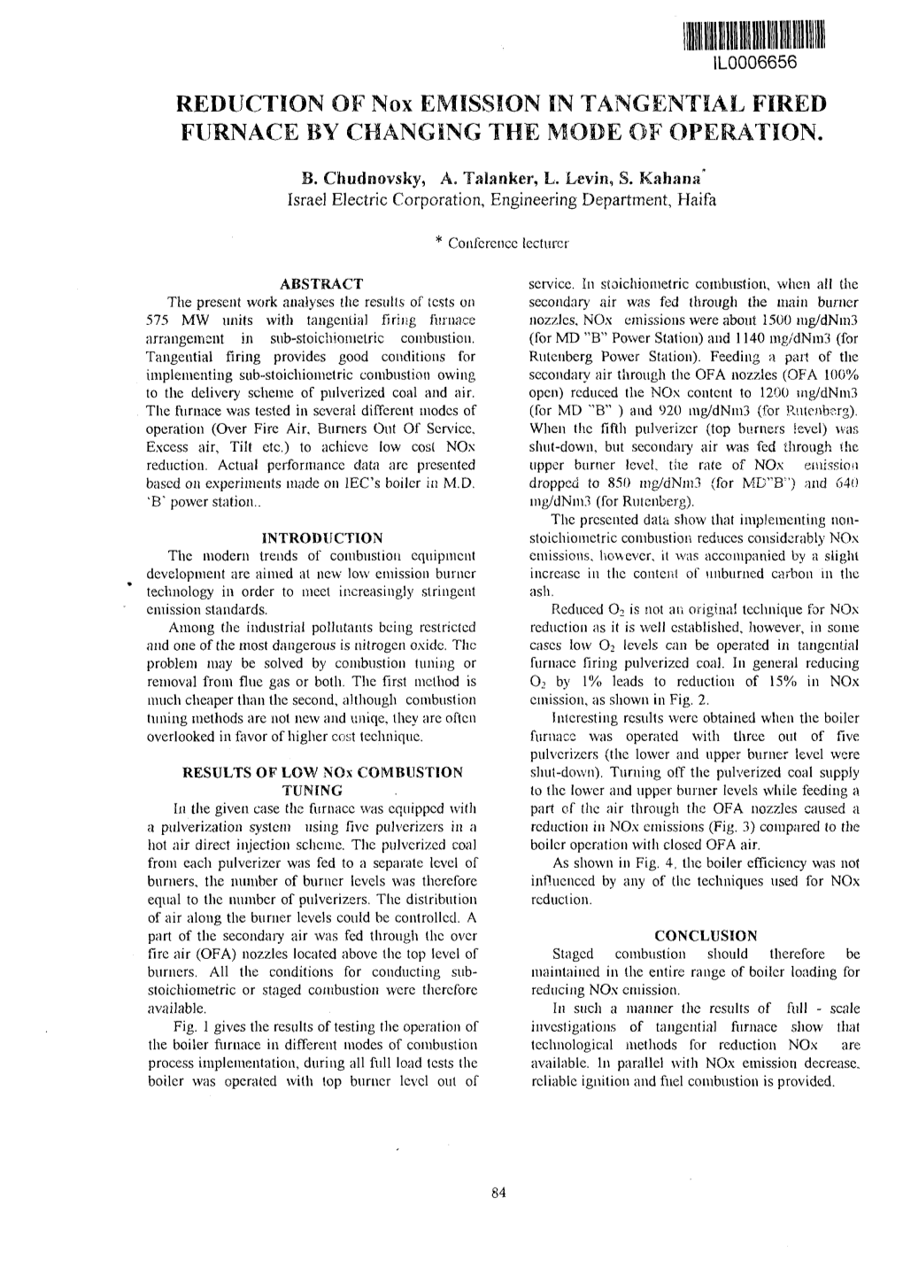 REDUCTION of Nox FURNACE by CHANGING in TANGENTIAL FIRED